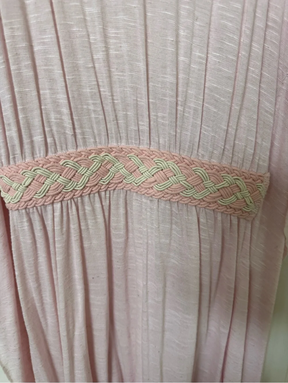 Free People Light Pink Embroidered-Waist Mini Dress